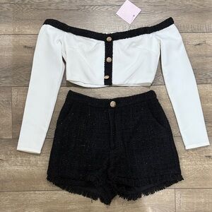 Meshki two piece tweed set NWT